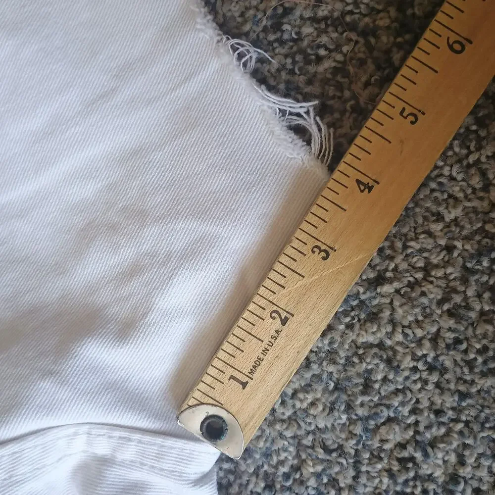 Levi's Vintage White Denim Cut Off Jean Shorts Jorts Western Fest Faded 34x3.5